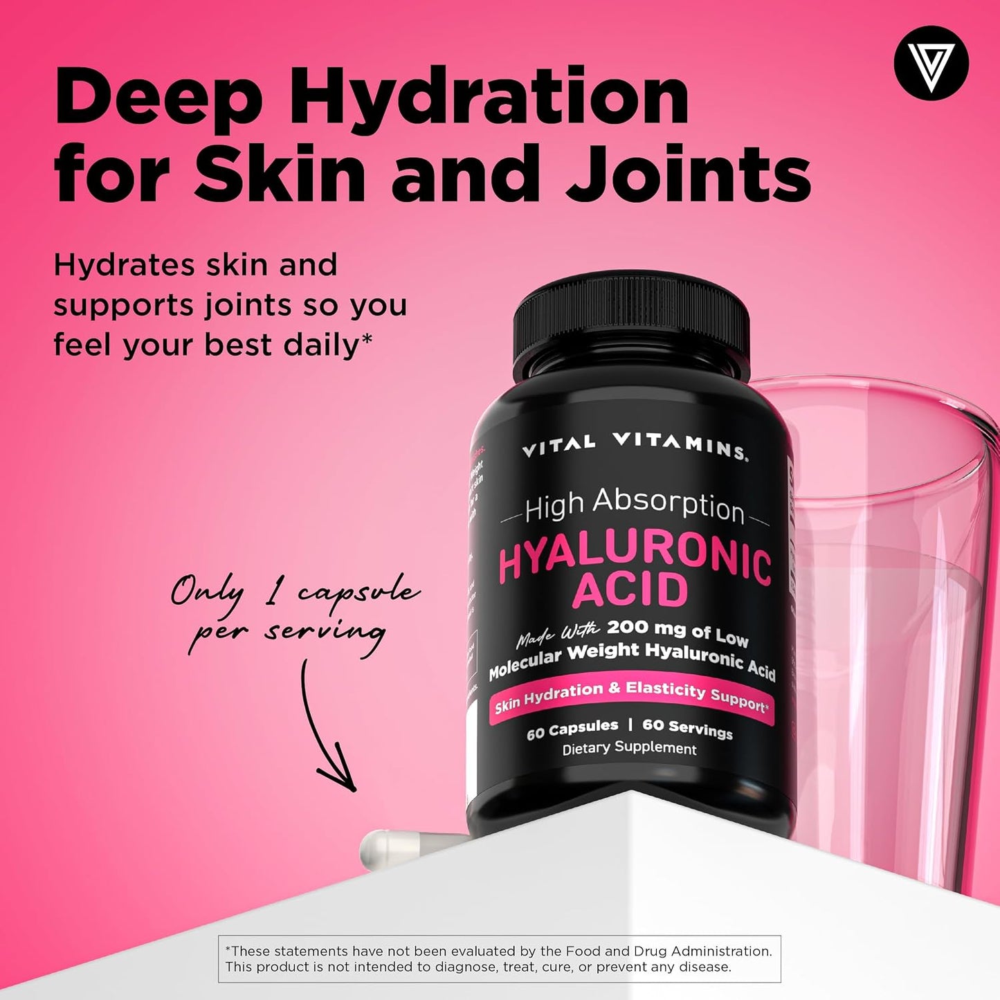 Vital Vitamins Pure Hyaluronic Acid 60 ct + Astaxanthin 60 ct