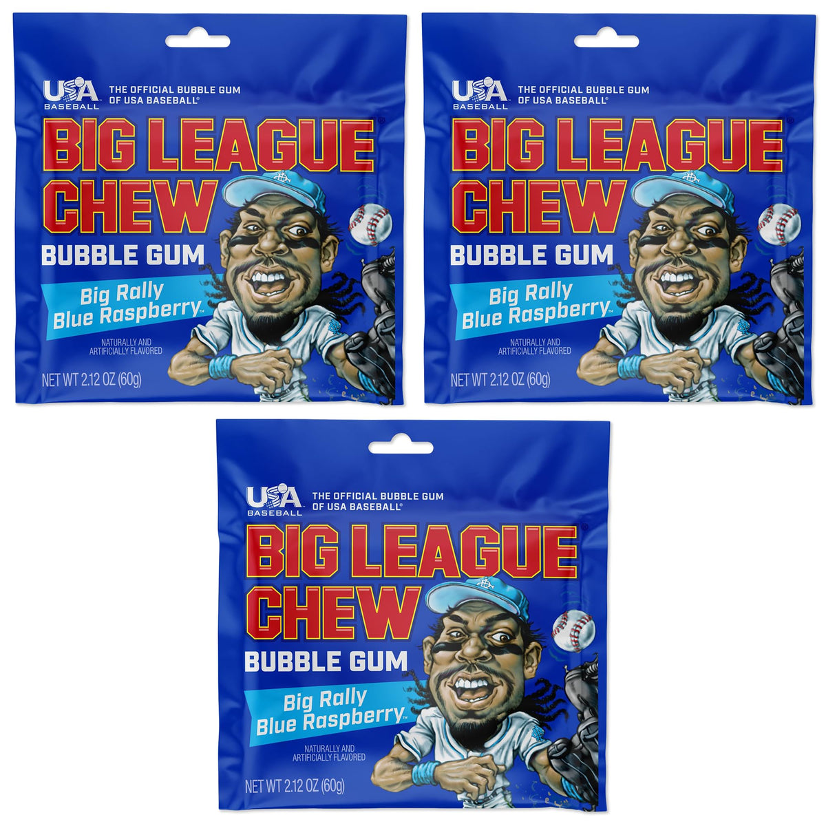 Big League Chew Original - Chewing Bubble Gum Pack of 3, 2.12 oz