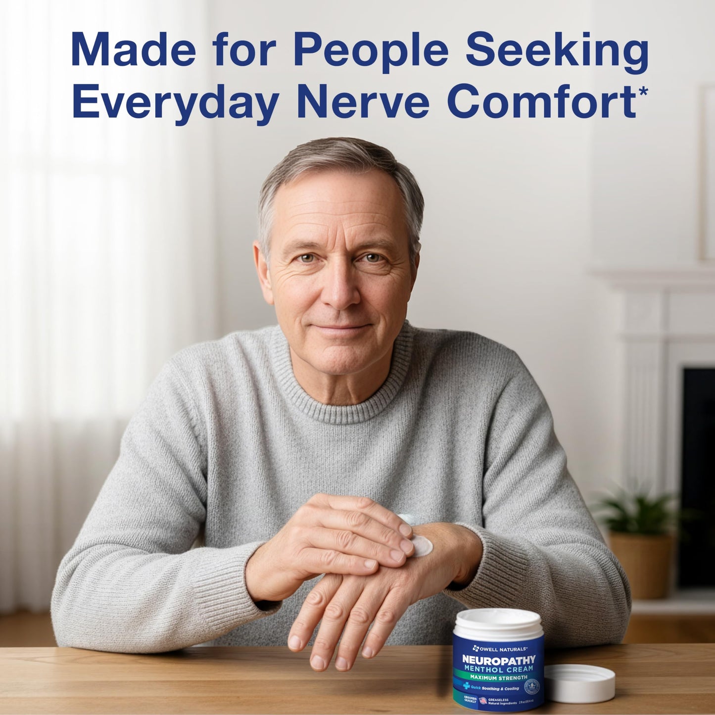 Owell Naturals Neuropathy Cream Extra Strength – Fast Absorbing Cooling for Leg, Feet & Hands – Advanced Soothing Formula with Aloe Vera, Arnica, MSM & Vitamin B6 – Made in USA, 2 fl oz