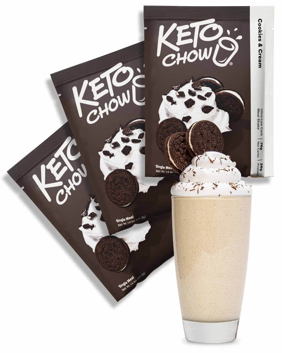 Keto Chow Chocolate Peanut Butter Meal Replacement Shake Powder, 3 Meals