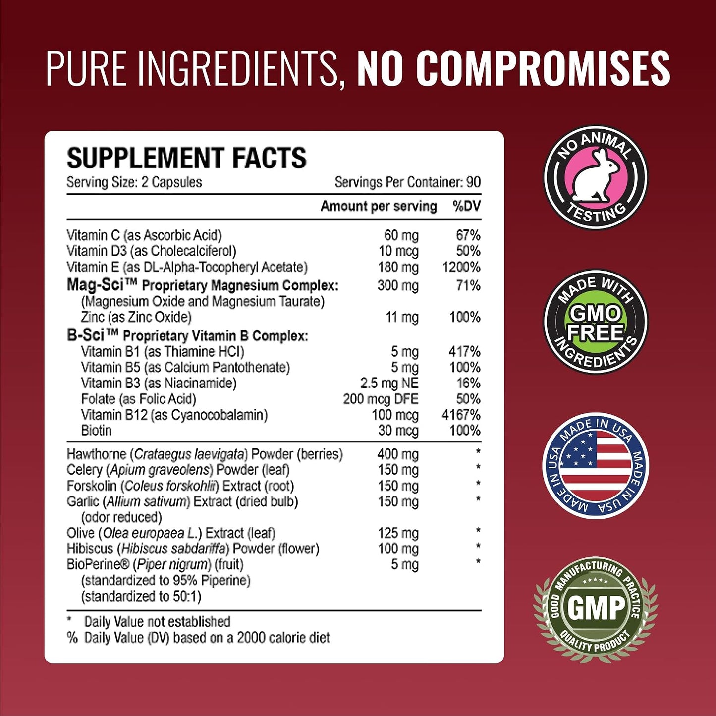 Approved Science Bloodsyl - Blood Pressure Support Supplement - Supports BP Levels Already Within Normal Range - Hawthorn Berry, Garlic, Magnesium and Hibiscus Pills - Vegan - 180 Capsules, 3 Months