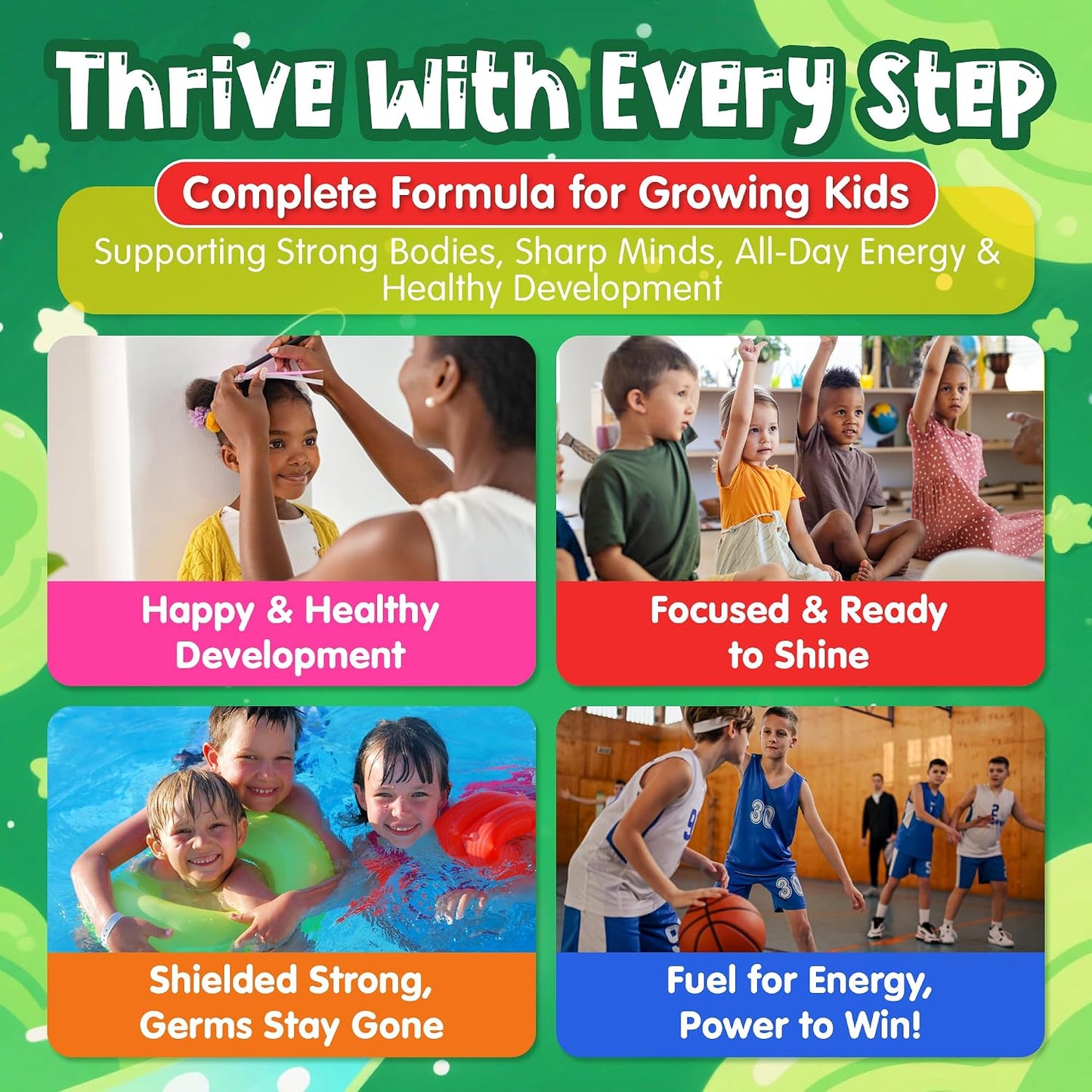Kids Super Greens Gummies, Superfood Multivitamin for Kids, 30 Veggie, Fruit, Vitamin, Mineral, Probiotic, Kids Vitamin Gummies for Growth, Immunity, Digestion, Picky Eater Approved, Sugar Free 2Pack