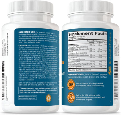 Dr. Tobias Colon 14 Day Cleanse | Supports Digestion & Gut Health | Colon Cleanse Detox | Constipation Relief & Gut Health Support for Women & Men | Psyllium + Senna + Probiotics | 28 Capsules