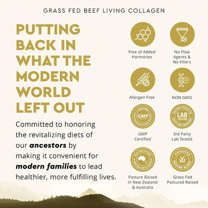 Ancestral Supplements Grass Fed Beef Living Collagen Capsules, 180 Ct | Type II collagen peptides complex in convenient capsules supports healthier, younger-looking skin, hair, nails & joints.
