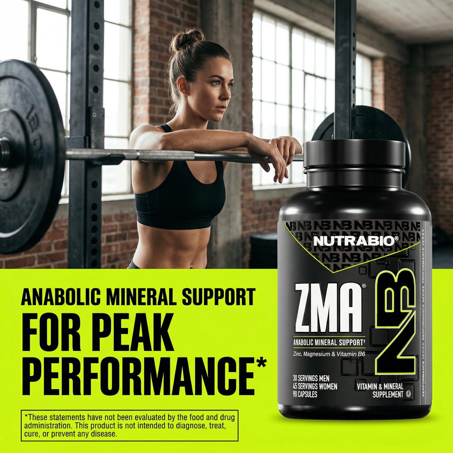 NutraBio ZMA Supplements for Men & Women- Zinc Magnesium Supplements to Support Hormone Levels, Peak Performance, Sleep, Muscle Recovery, Immune Health, 180 Ct.