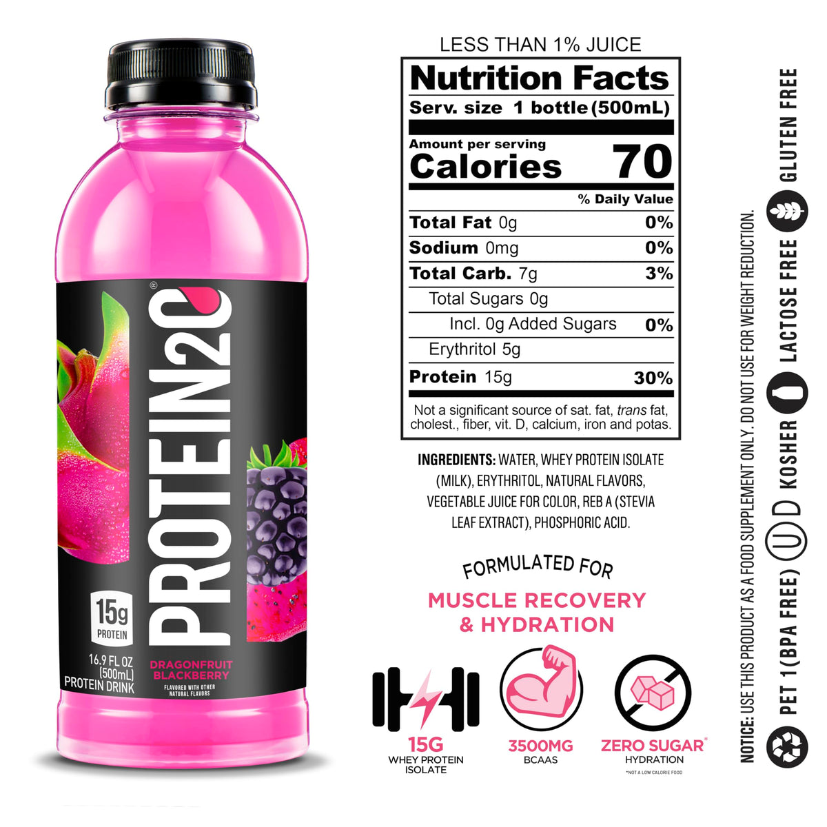 Protein2o 15g Whey Protein Isolate Infused Water, Ready To Drink, Sugar Free, Gluten Free