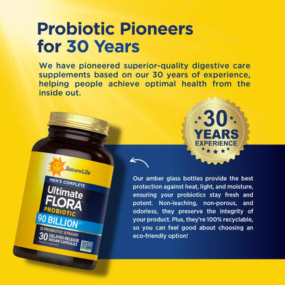 Renew Life Extra Care Digestive Probiotic 50 Billion CFU | 90 Vegetarian Capsules | Supports Digestive, Immune & Respiratory Health | Dairy, Soy and Gluten Free Supplement