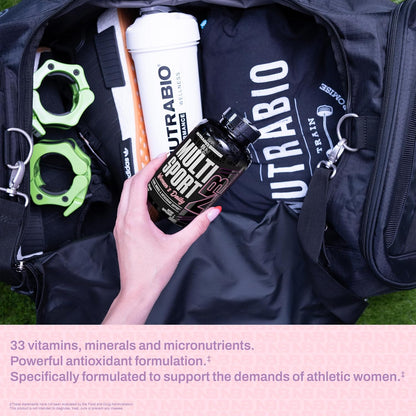 NutraBio Multisport for Women - Womens MultiVitamin - 33 Vitamins, Minerals, Micronutrients - Rich in Antioxidants - Supports Peak Athletic Performance, Energy, Metabolism (120 Vegetable Capsules)