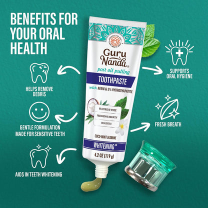 GuruNanda Daily Oral Care Bundle – Hydroxyapatite Toothpaste & Coconut Oil Pulling Mouthwash for Stronger Teeth & Happier Gums
