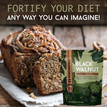 Surthrival: Black Walnut Protein Powder, Wild-Foraged, Ethically-Harvested, 17g Protein