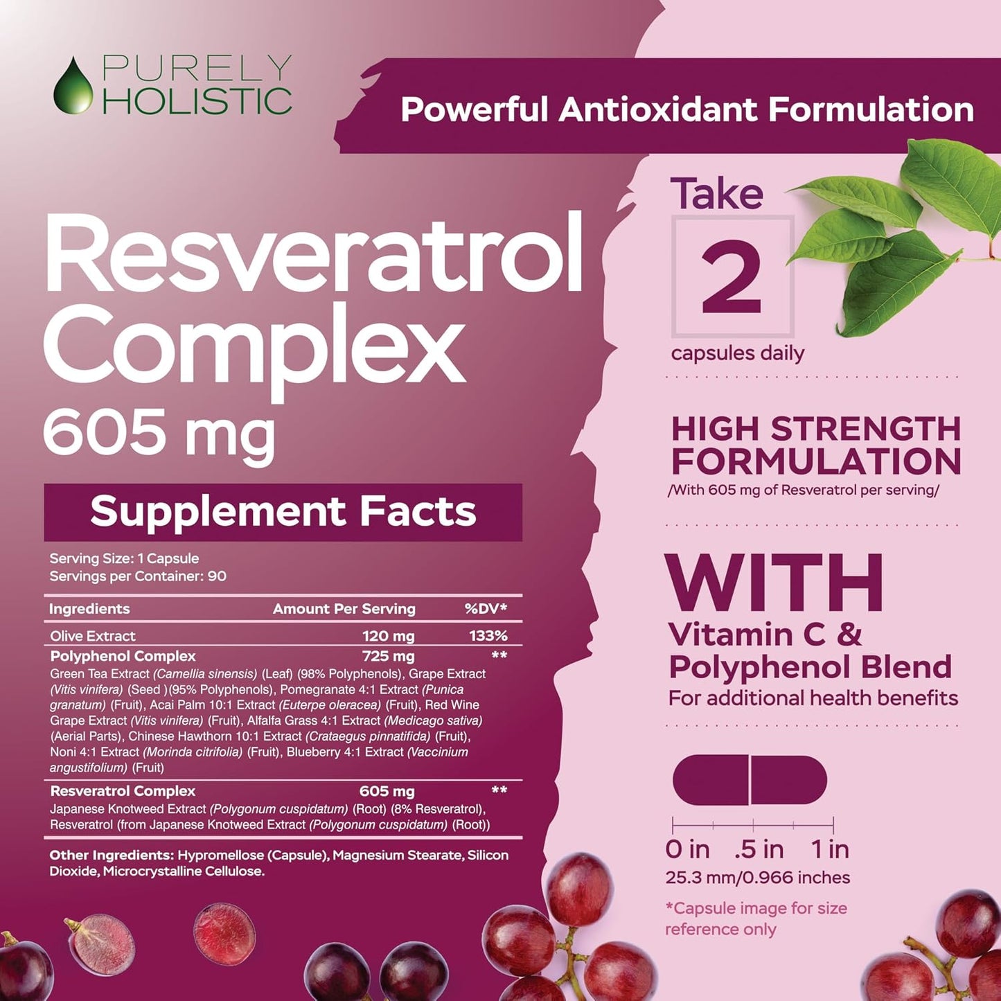 Resveratrol Supplement 1450mg, Extra Strength Trans Resveratrol Complex | Potent Antioxidant Support for Healthy Aging & Cellular Health with Polyphenol Blend, Vegan, 180 Capsules (3 Month Supply)
