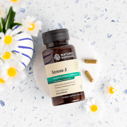 Nature's Sunshine Stress-J, 100 Capsules | This Natural Stress Relief Formula Promotes Feelings of Calm and Helps with Occasional Stress