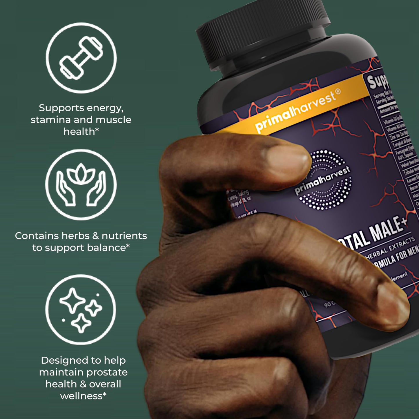 Primal Harvest Total Male+ - Daily Supplement, Dairy & Soy Free, for Men