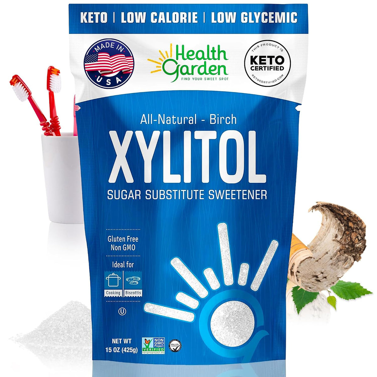 Health Garden Birch Xylitol Sweetener - Xylitol Sugar Substitute - 15 oz