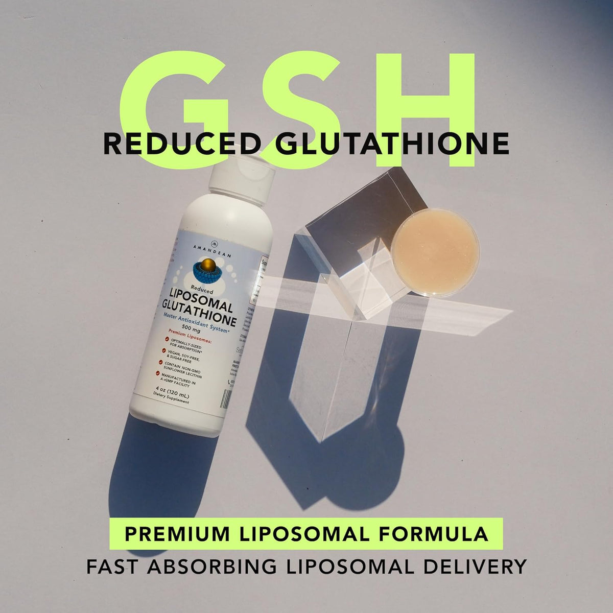 AMANDEAN Liposomal Glutathione 500mg Supplement, Liquid, Setria