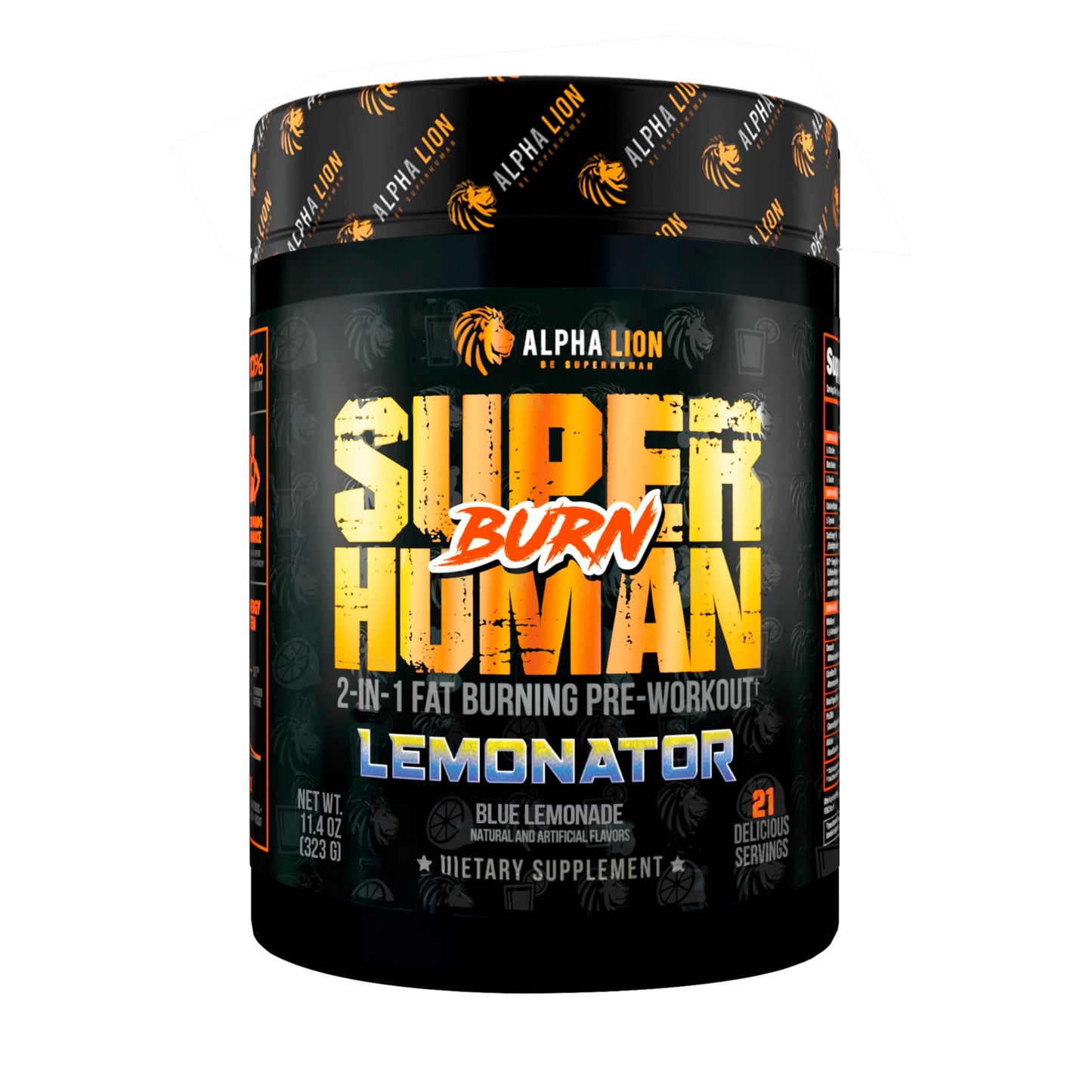 ALPHA LION Superhuman Burn – 2 in 1 Metabolism Booster Pre Workout and Thermogenic Fat Burner for Men – Appetite Suppressant and Weight Loss Supplement (21 Servings, Sweet Black Cherry Flavor)