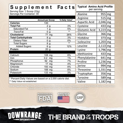 DownRange Supplements Mermite Whey Protein Powder, Post Workout Muscle Recovery