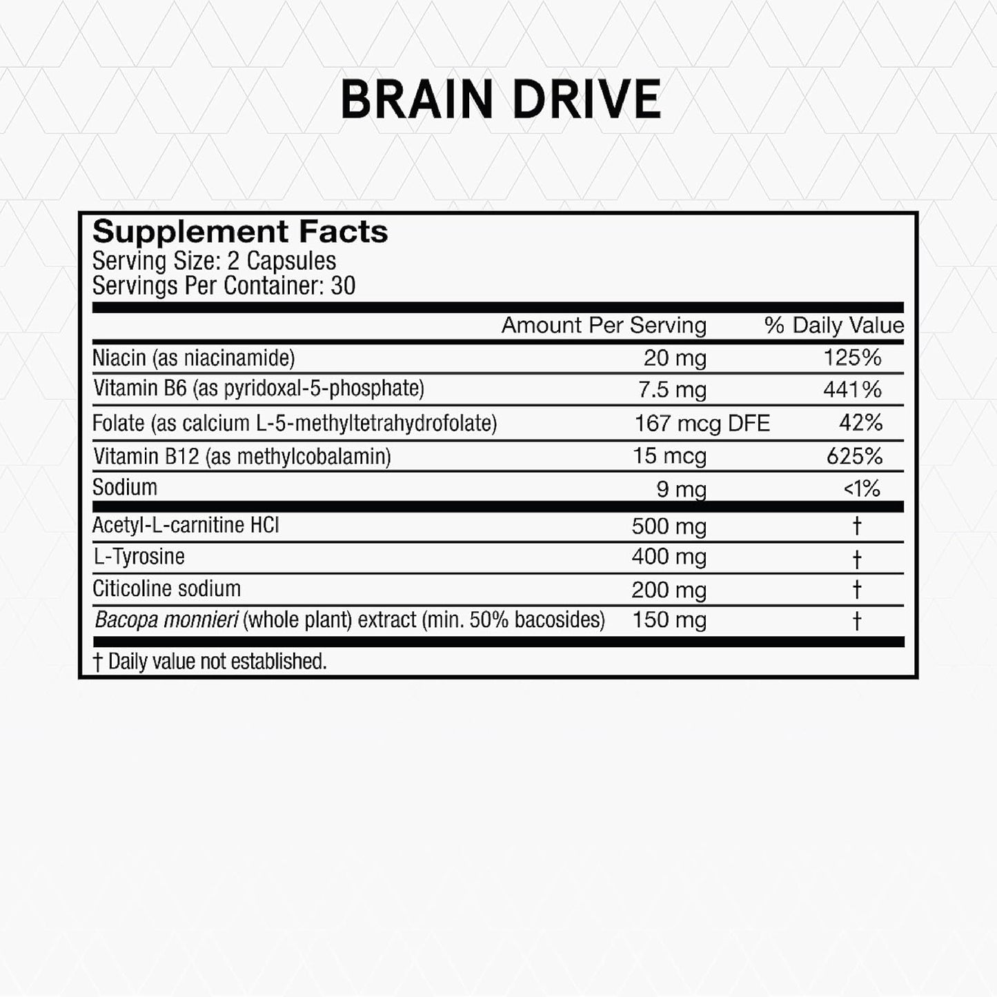 Momentous Brain Drive Nootropic Supplement - Brain Supplement for Memory & Focus Support - NSF Certified for Sport - GMO- & Gluten-Free - 30 Servings
