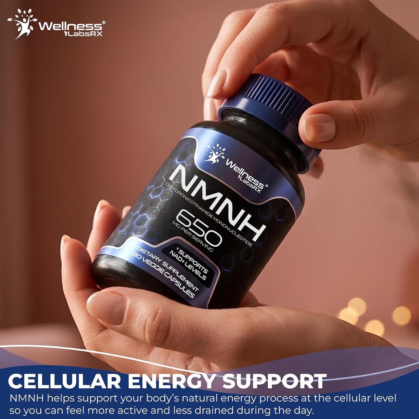 NMNH Supplements - Di-Hydro Nicotinamide Mononucleotide NMNH Capsules, Fast Absorption Ultra Strength NMN Supplement, NAD+ for Cellular Energy & Anti Aging, 650mg - Non-GMO, Gluten Free - 90 Capsules