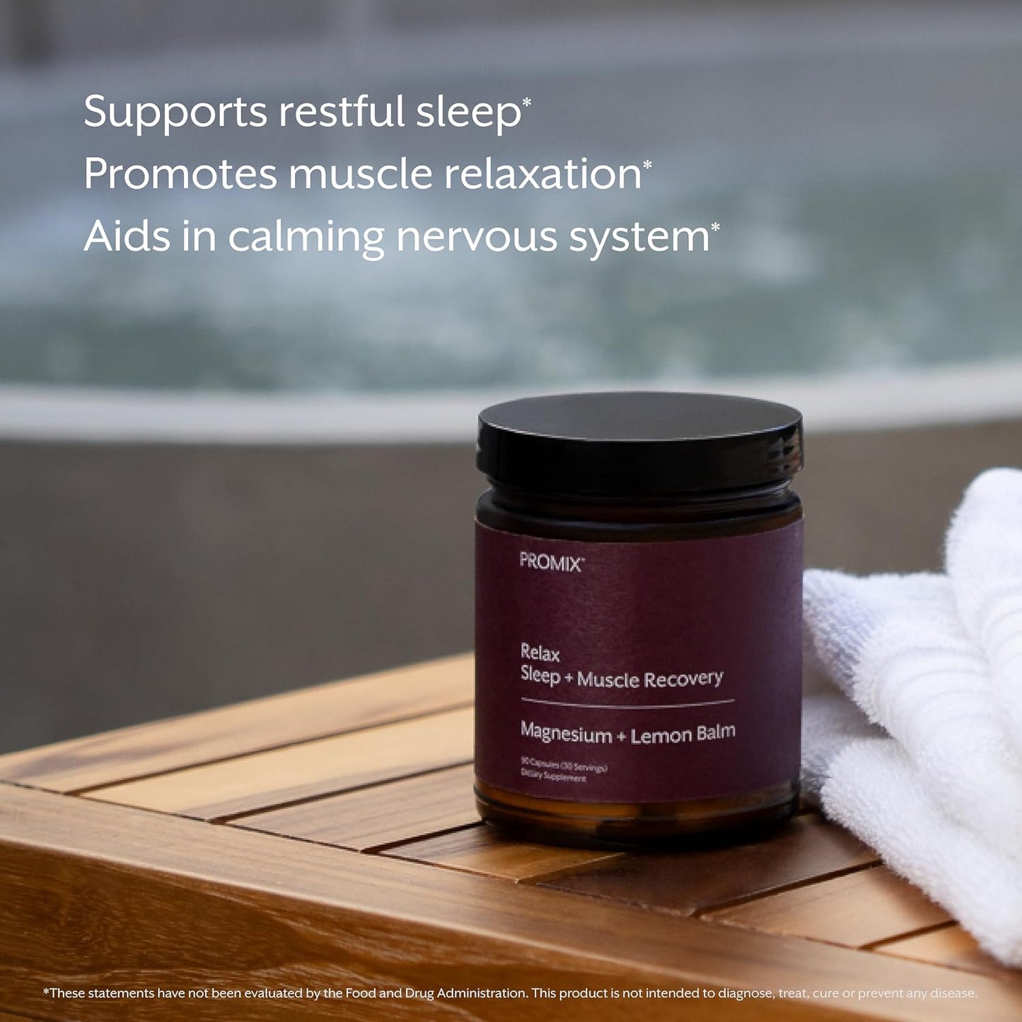 Promix Nutrition Relax | Sleep + Muscle Recovery | Magnesium Bisglycinate Chelate + Organic Lemon Balm Extract - 90 Count Capsule