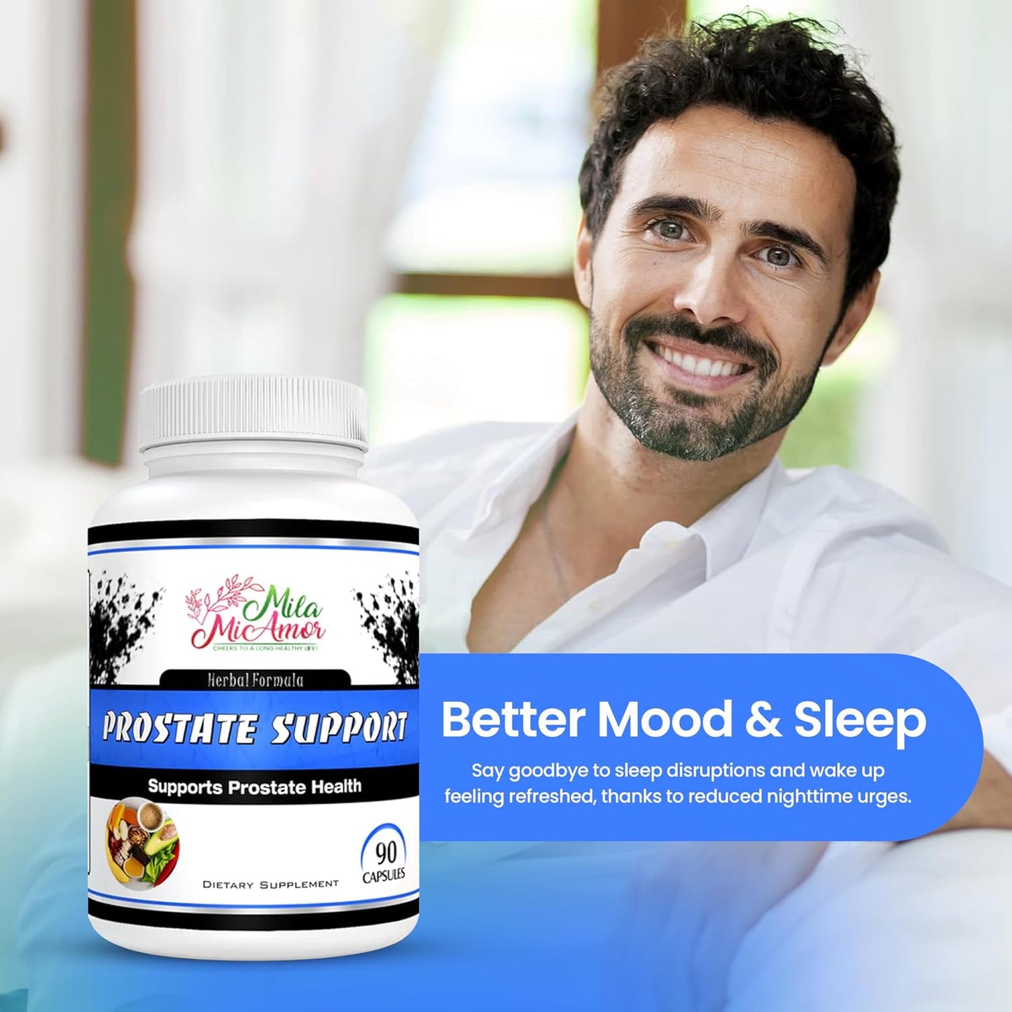 Prostate Support Supplement for Men | Saw Palmetto, Beta-Sitosterol, Reishi & Nettle | Supports Urinary Flow, Complete Bladder Emptying & Restful Sleep – 90 Capsules | Herbal Formula