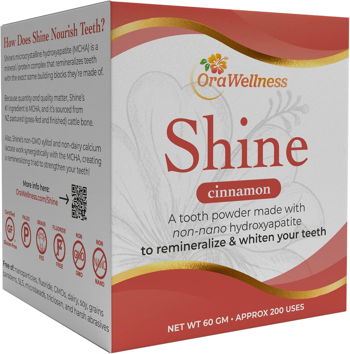 OraWellness Shine Remineralizing Natural Teeth Whitening Powder in Cinnamon + Healthy Mouth Blend Organic Toothpaste & Mouthwash Alternative Tooth Oil