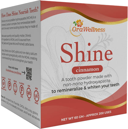 OraWellness Shine Remineralizing Natural Teeth Whitening Powder in Cinnamon + Healthy Mouth Blend Organic Toothpaste & Mouthwash Alternative Tooth Oil