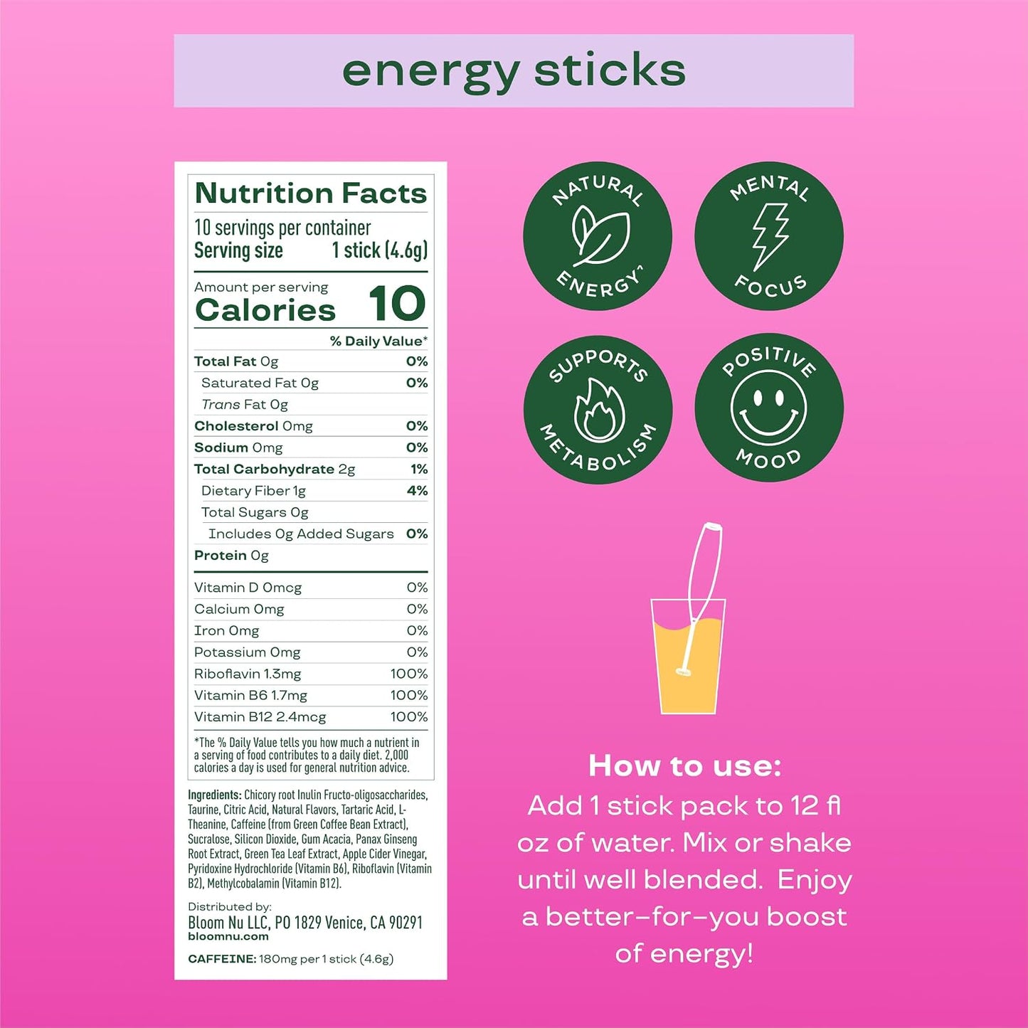 Bloom Energy Sticks RaspberryLemonade and Hydration Sticks Rocket Blast Bundle