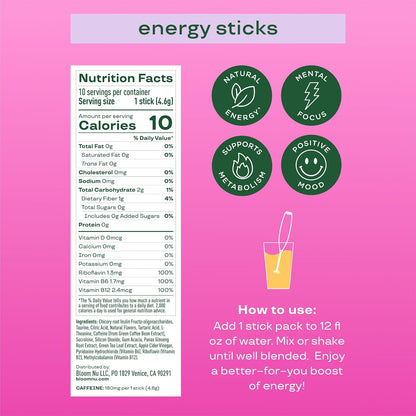 Bloom Energy Sticks RaspberryLemonade and Hydration Sticks Rocket Blast Bundle