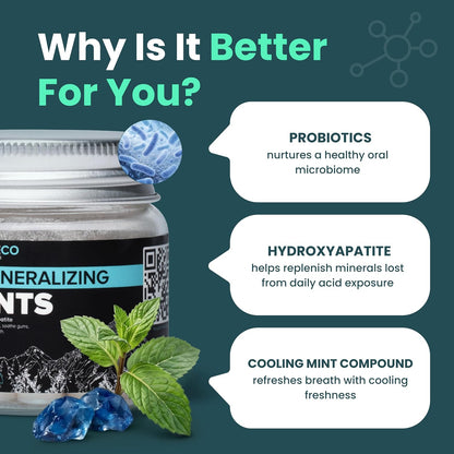 Larineco Remineralizing Oral Care Mints – Hydroxyapatite Sugar-Free Dental Mints for Fresh Breath & Enamel Support – Plastic-Free, Fluoride-Free, Plant-Based Oral Care – 60 Pieces