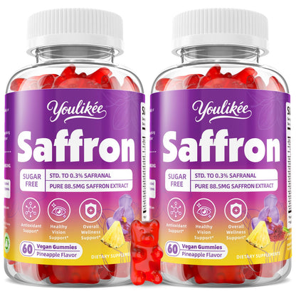 Saffron Gummies 88.5mg, Pineapple Flavor, 60 Count