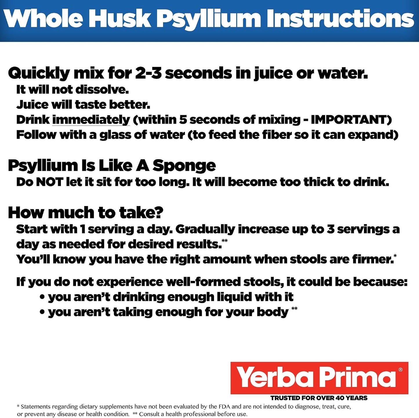 Yerba Prima Psyllium Whole Husk, 1 Bottle 12 oz - Fiber Supplement, Vegan, No Sugar or Artificial Sweeteners, Non GMO, Gluten Free