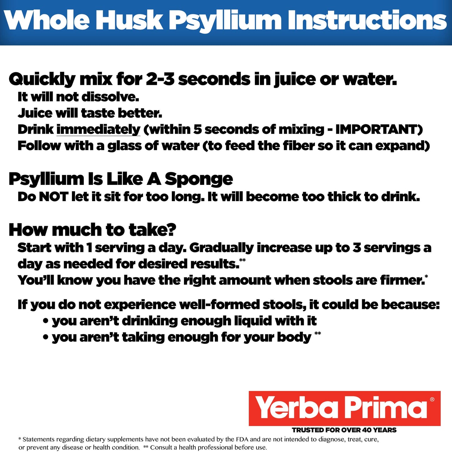Yerba Prima Psyllium Whole Husk, 1 Bottle 12 oz - Fiber Supplement, Vegan, No Sugar or Artificial Sweeteners, Non GMO, Gluten Free