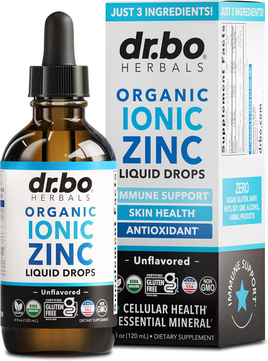 Zinc Supplements Liquid Drops Organic - Pure Organic Ionic Liquid Zinc Supplement Drops for Kids, Adults, Women & Men - Vegan, Skin Immune Support Supplements for Toddler Kids, Adults, Women, Men 4 Oz