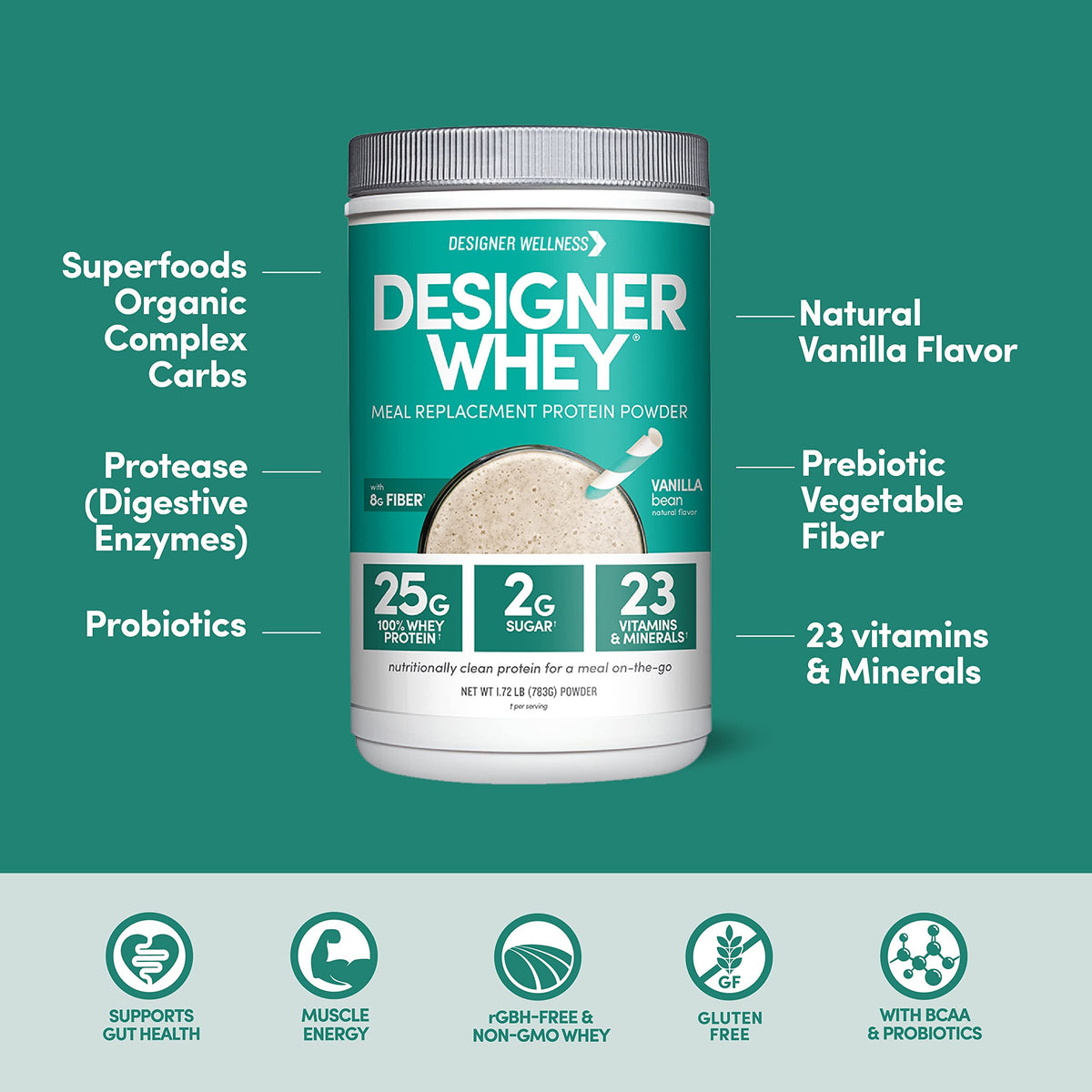 Designer Wellness, Designer Whey Protein Meal Powder with Vitamins, Minerals