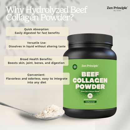 Grass-Fed Agglomerated Hydrolyzed Collagen Peptides 1.5 lb. Anti-Aging Protein for Healthy Hair, Skin & Joints. Paleo Friendly, GMO and Gluten Free, Pasture-Raised Bovine.