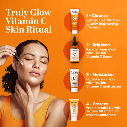 TruSkin Brightening Vitamin C Serum for Face with Hyaluronic Acid, 1 fl oz | Anti aging face serum with Vitamin E to improve the look of dark spots, fine lines, skin tone & support radiant-looking skin