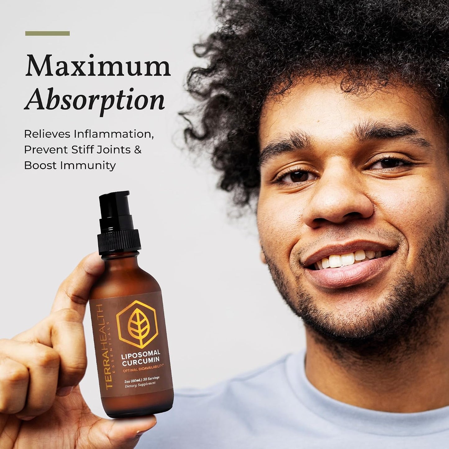 Terra Health Essentials Liposomal Curcumin Drops - Joint Support Supplement with Turmeric and Black Pepper - 5X Higher Absorption and Great Tasting - 30 Servings - Vegan and All Natural
