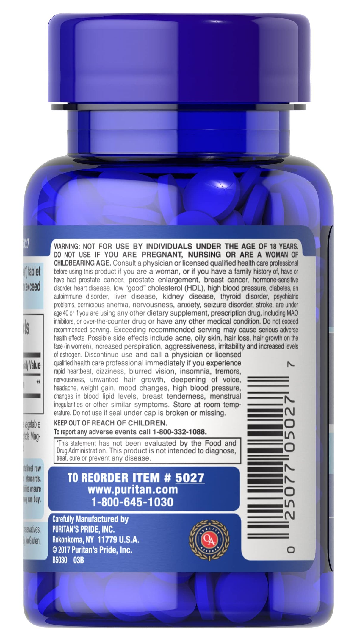Puritan's Pride DHEA 50Mg, May Promote Sugar Metabolism, 100 Count