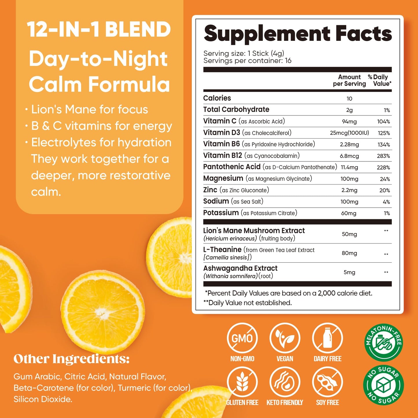 Venture Pal Calm Drink Mix, 12-in-1 Cortisol Reducer & Sleep Aid | Magnesium Glycinate, Ashwagandha, L-Theanine & Vitamin D, Calm Magnesium Powder for Relax & Focus, No Sugar, Non GMO
