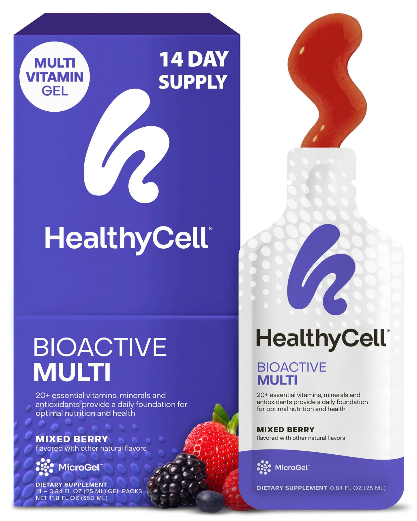 Healthycell Bioactive Multi - Daily Liquid Multivitamin for Men & Women | 20+ Essential Vitamins, Minerals & Antioxidants for Brain, Heart, Immunity, Energy, Skin & Hair Support - 30 Gel Packs