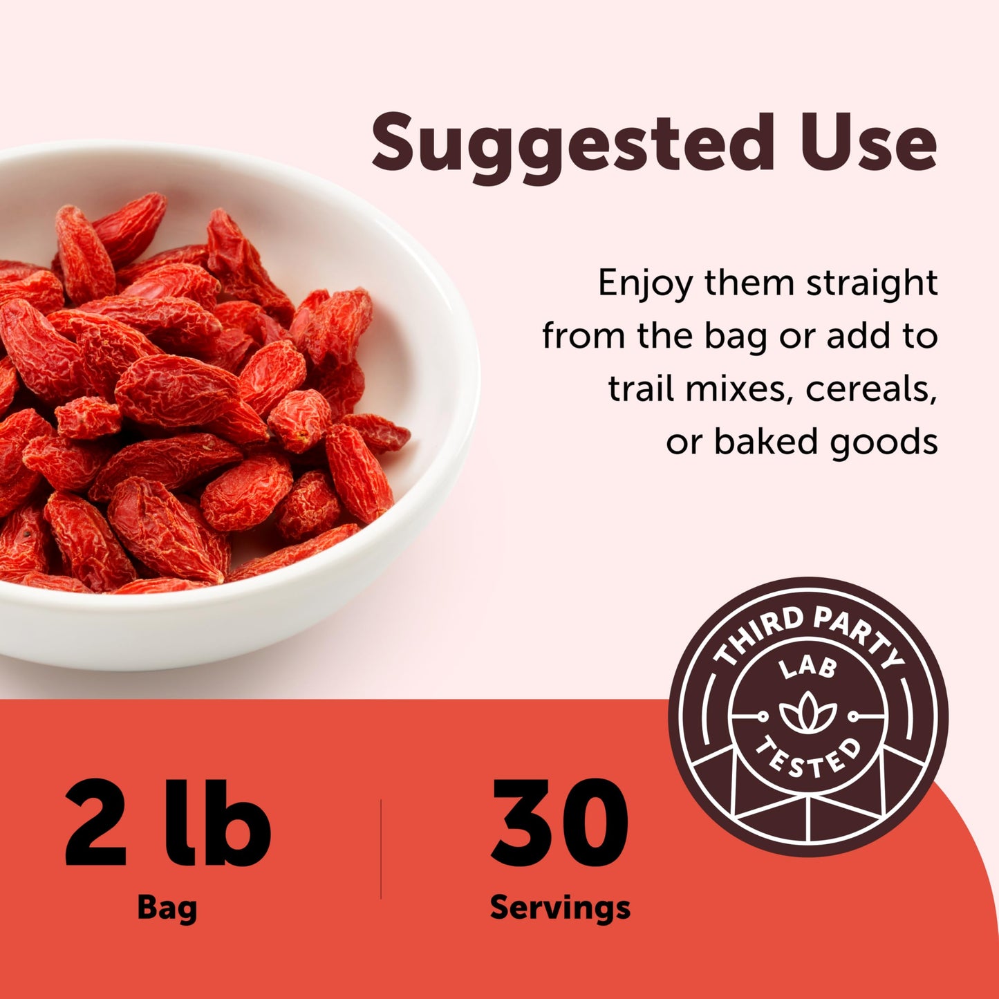 Micro Ingredients Organic Goji Berries 2lbs (32oz) | Large Whole Sun-Dried Berries | Raw Wolfberries | Natural Flavor for Trail Mix, Juice, & Tea | Sulfate Free, Vegan Friendly, Non-GMO