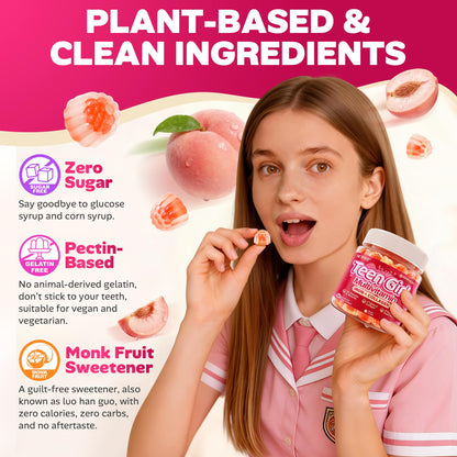 Methylated Multivitamin Gummies for Teen Girls 12-17, Methylfolate, Iron, Collagen, D3 K2, Magnesium, Zinc, Daily Vitamins A C E, B Complex for Teenager Growth, Skin, Bone, Energy - Sugar Free, 60 Cts