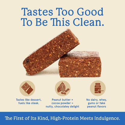 Equip Foods High Protein Prime Bars – Grass Fed Beef Protein, Collagen & Tallow – Gut Friendly, Gluten Free 20g Protein Bars - Only Real-Food Ingredients - Peanut Butter Chocolate, 12 Count