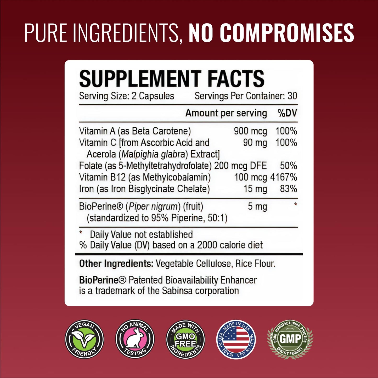 Approved Science Anemiaprin - Iron Bisglycinate with Vitamin C - Gentle On Stomach - Non Constipating Iron Supplement for Women and Men - Blood Support - with Folate and B12-3 Months - Vegan