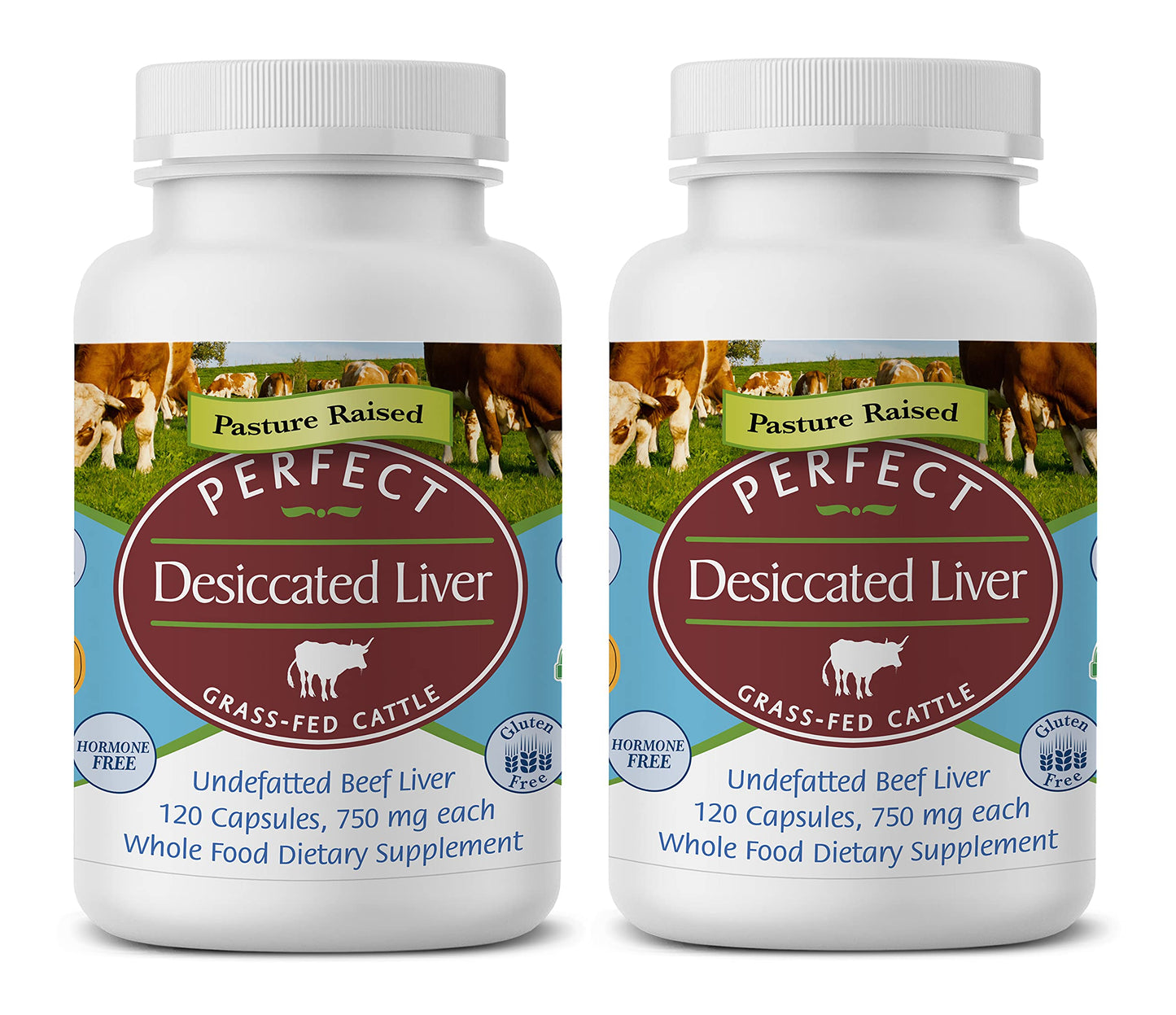 Perfect Supplements – Perfect Desiccated Liver – 120 Capsules - Undefatted Beef Liver – Natural Source of Protein, Iron, Vitamins A & B