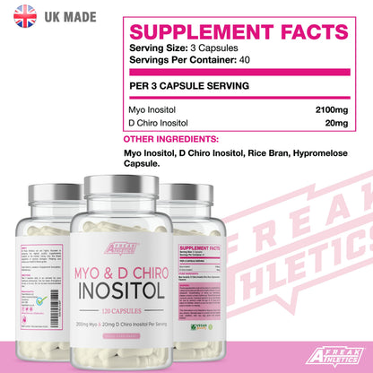 Myo-Inositol & D Chiro Inositol - Supports Women with PCOS -120 Capsules - Promotes