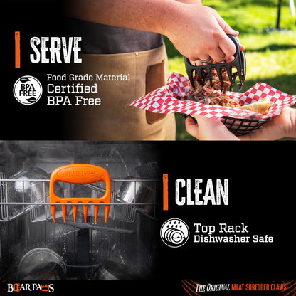 Bear Paws Meat Claws - The Original BBQ Meat Shredder Claws - Black