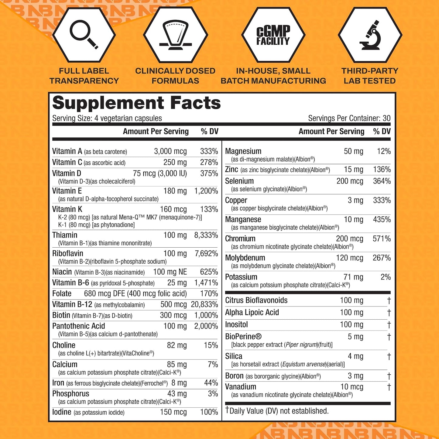 NutraBio Multisport for Men - Mens MultiVitamin - 33 Vitamins, Minerals, Micronutrients - Rich in Antioxidants - Supports Peak Athletic Performance, Energy, Metabolism (120 Vegetable Capsules)