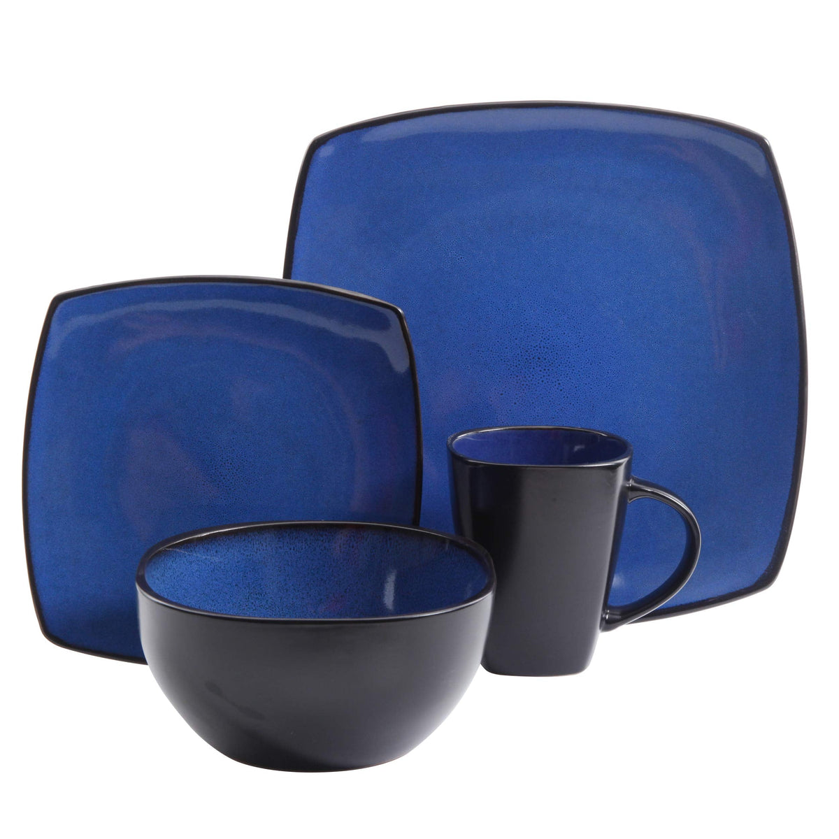 Gibson Soho Lounge Square Reactive Glaze Stoneware Dinnerware Set, Service for 4